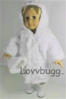 White Fur Coat with Hood and Muff for American Girl 18 inch or Bitty Baby Born Doll Clothes