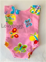 Butterflies on Pink Swimsuit Leotard for American Girl 18 inch or Bitty Baby Born Doll Clothes