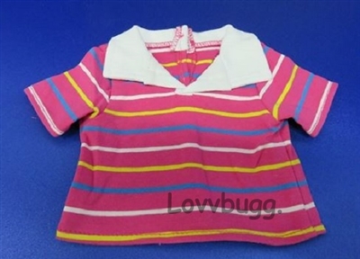 Hot Pink Striped Polo T-Shirt