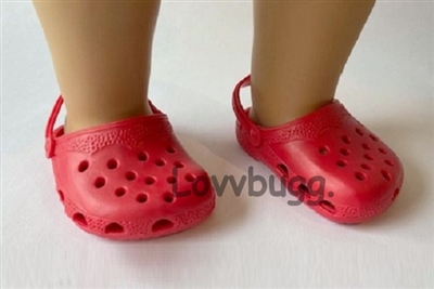Red Clogs for American Girl 18 inch or Baby Doll Shoes