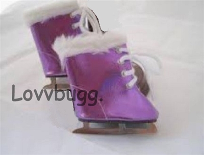Purple Metallic Furry Ice Skates