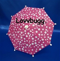 Pink Dots Umbrella for American Girl or Wellie Wishers Doll Accessory