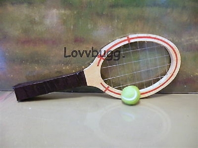 Mini Wood Tennis Racket & Ball for 18 inch American Girls