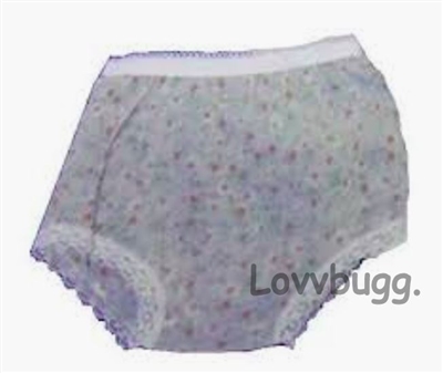 Gray Floral Panties OLPs for 18 inch American Girl and Bitty Baby Born Doll Clothes Accessory