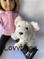 Plush White Puppy Dog for American Girl 18 inch or Baby Doll Pet Accessory