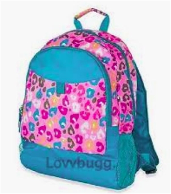 Pink Leopard Backpack fits American Girl 18 inch Doll for Playdate Storage Accessory