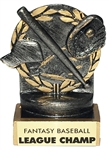 Angled bat fantasy baseball trophy by Bruno's Trophies