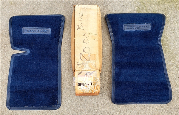 1977 - 1979 Corvette NOS GM Carpeted Front Floor Mats, Dark Blue | Camaro Central