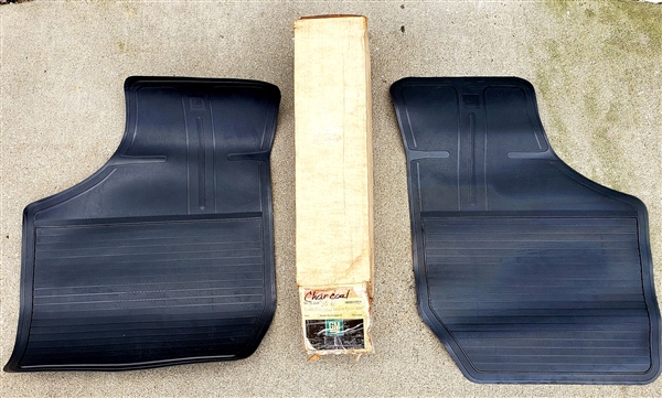 1980 - 1985 GM X-Body Front Rubber Floor Mats, GM NOS Charcoal