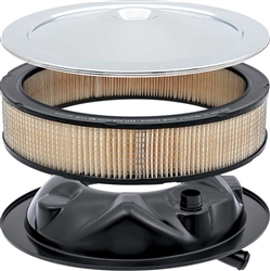 1967 - 1969 Camaro Correct Open Element Air Cleaner Kit with Curved Service Instructions Chrome Lid, Base, and Filter