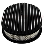 1967 - 1992 Camaro Air Cleaner Assembly, 12" Oval Open Element, BLACK ALUMINIUM FULL FINNED