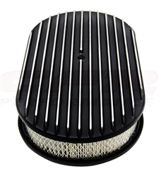 1967 - 1992 Camaro Air Cleaner Assembly, 15" Oval Open Element, BLACK ALUMINIUM FULL FINNED