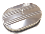 1967 - 1992 Camaro Air Cleaner Assembly, 12" Oval Open Element, POLISHED ALUMINIUM PARTIAL FINNED