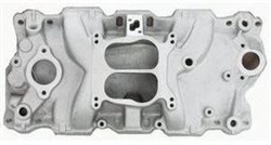 1967 - 1986 Dual Plain Aluminium SBC Intake Manifold, Satin Finish