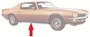 1970 - 1975 Camaro Rocker Panel Molding, Chrome Right Hand, 481539