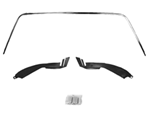 1970 - 1981 Front Window Chrome Trim Moldings Kit, Plastic Clips, and Plastic Lower Corners