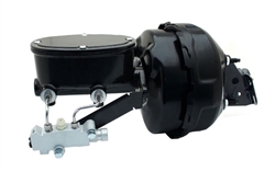 Custom Camaro BLACK 9" Power Brake Booster Kit with Oval Master Cylinder & Proportioning Valve Kit for Disc / Disc