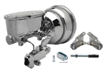 Custom Camaro CHROME 8" Power Brake Booster Kit with Oval Master Cylinder & Proportioning Valve Kit for Disc/Drum