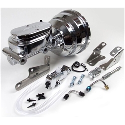 Custom Camaro Chrome Signature Series Brake Booster / Master Cylinder / Proportioning Valve Kit with Brackets: 8 Inch Dual Diaphragm, DISC / DRUM