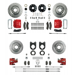 1967 - 1969 Brake Conversion Kit, All (Front and Rear Disc) for Stock Height Non-Staggered Shocks, Red Calipers, Signature series