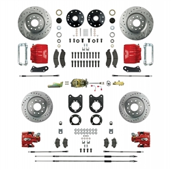 1967 - 1969 Brake Conversion Kit, All (Front and Rear Disc, Manual) for Non-Staggered Shocks, Red Calipers, Signature Series