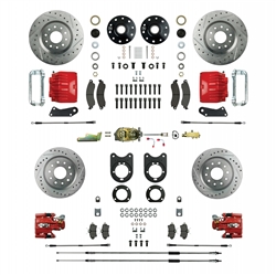 1967 - 1969 Brake Conversion Kit, All (Front and Rear Disc, Manual) for Stock Height Staggered Shocks, Red Calipers, Signature Series
