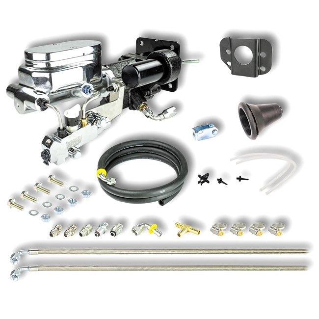 Image of a 1967 - 1969 Camaro Hydraulic Brake Assist Hydro-Boost, Chrome Aluminum Master Cylinder, Combination Valve Kit, Disc / Drum