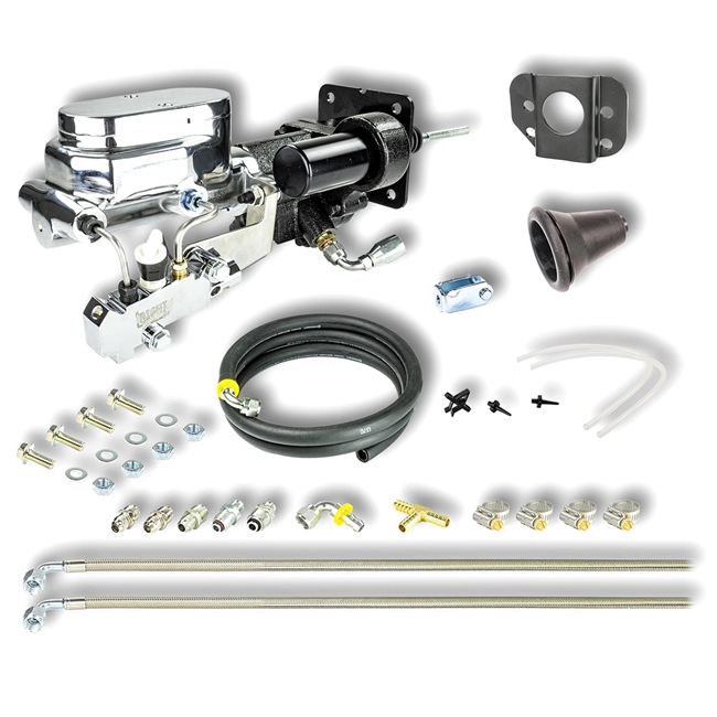 Image of a 1967 - 1969 Camaro Hydraulic Brake Assist Hydro-Boost, Chrome Master Cylinder, Combination Valve Kit, Disc / Disc
