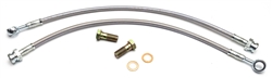 1967 - 2002 Front Disc Brake Braided Stainless Steel Flex Hoses Kit with Banjo Bolts and Crush Washers, 7/16 Inch