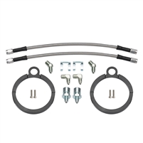 Image of Wilwood Rear Disc 12" Braided Stainless Steel Flexline Brake Flex Hoses Kit with Clamp-on Brackets for 3” Axle Tubes
