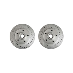 1970 - 1978 Camaro Drilled and Slotted Front Disc Brake Rotors, Pair