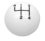1967 - 1968 Shifter Knob Ball, White 4 Speed, 5/16 Inch Thread