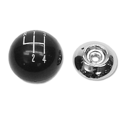 1967 - 1968 Camaro Shifter Knob Ball, Black and Chrome, 5/16 Inch Muncie 4-Speed, 2 Pieces