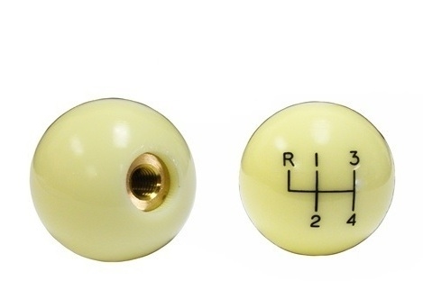 Ivory Off White 4 Speed Shifter Knob Ball, 3/8-24 Inch FINE Thread