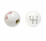 Shifter Knob Ball, White with Red Camaro Logo, 4-Speed, 3/8 Coarse