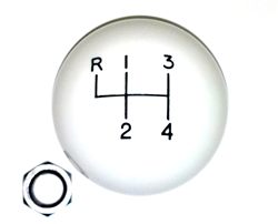 Shifter Knob Ball, White 4 Speed, 3/8 Inch FINE THREAD