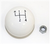 Camaro White 4 Speed Shifter Knob Ball, 3/8 Inch Coarse Thread, 2-1/4" Diameter