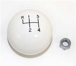 Camaro White 4 Speed Shifter Knob Ball, 3/8 Inch Coarse Thread, 2-1/4" Diameter