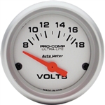 Auto Meter Ultra-Lite Volt Gauge, Electric Short Sweep 2-1/16 Inch