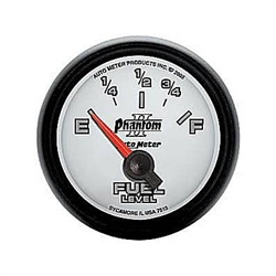 Dash Instrument Cluster Gauge Auto Meter Phantom II, FUEL LEVEL, Custom, Electric Short Sweep, 0&#937;s Empty / 90&#937;s Full, 2-1/16 Inch (52.4mm), Additional Mounting Locations