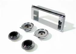 1969 Dash Radio Bezel and Knobs Kit, Chrome