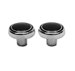 1969 - 1970 Camaro Radio Knobs Set, Volume and Tuner, Black and Chrome, Pair