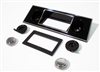 1967-1968 Dash Radio Bezel Face Plate and Knobs Kit - Black w/ Chrome