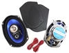 6x9 Chrome Rear Deck Speakers Set with Flat Grille Covers, 200 Watts
