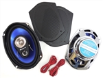 6x9 Chrome Rear Deck Speakers Set with Flat Grille Covers, 200 Watts