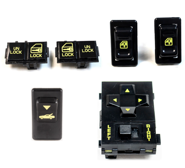 image of 1990 - 1992 Camaro Power Switch Set, Yellow Lettering