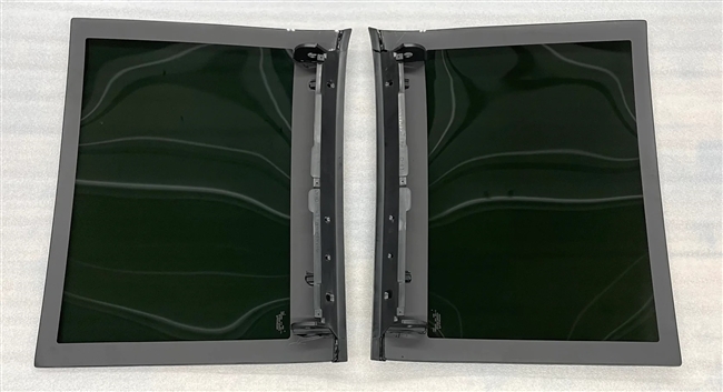 Image of 1986 - 1992 Camaro New Tinted LOF T-Top Glass and NOS Frame Set for Big 3/4" Pin, Pair