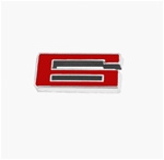 Custom Emblem, Individual Number # 6, Red and Chrome