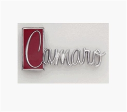 1971 - 1973 Camaro Trunk Deck Lid Emblem, Script Logo, Chrome and Red, Imported, 9869701