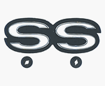 1968 - 1972 Camaro SS Grille Emblem, Super Sport in White, Chrome, and Black